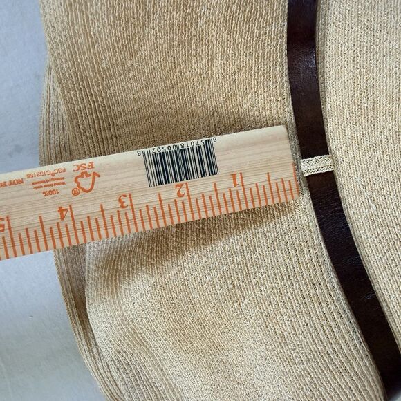 Grevi Wide Brim Sun Hat Beige Brown Leather Band Made In Italy Sz S 100% Hemp main image 7